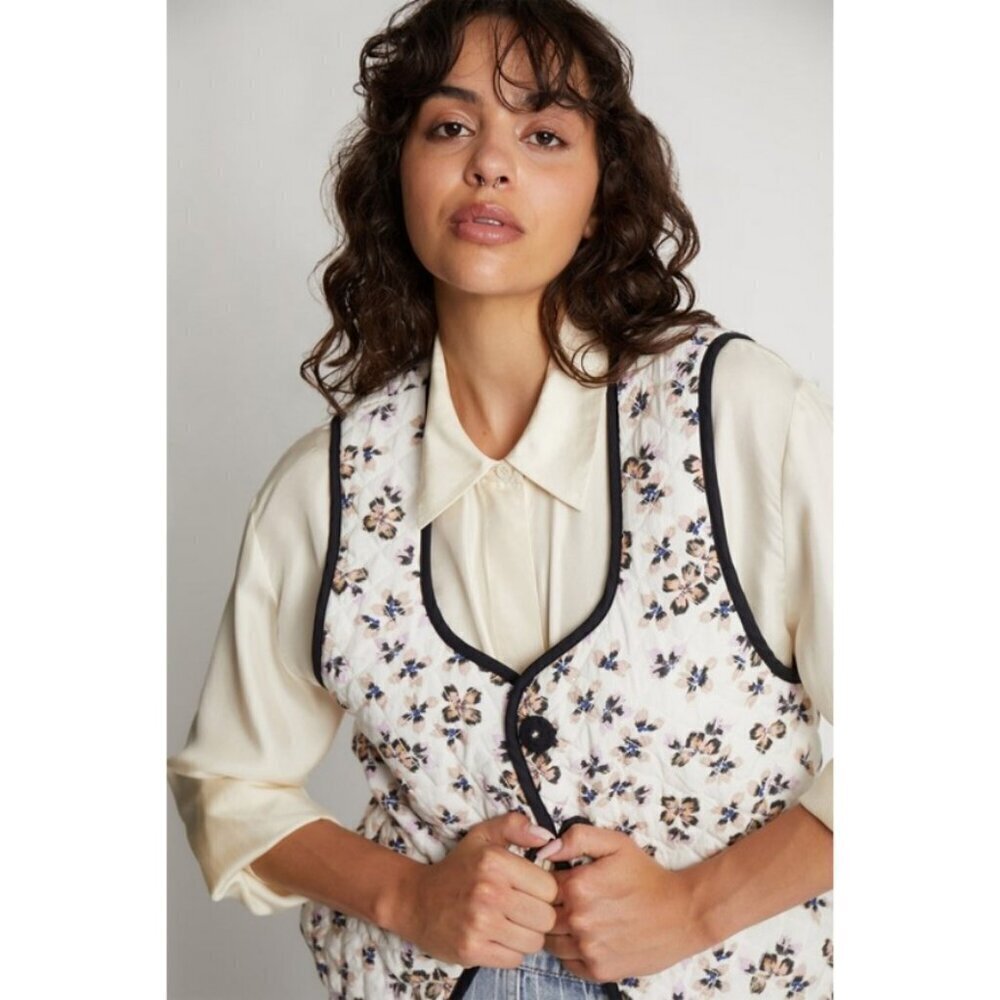 💕MUNTHE💕 Sahla Outerwear Quilter Vest ~ Floral Print/Nature Scene  36 NWT